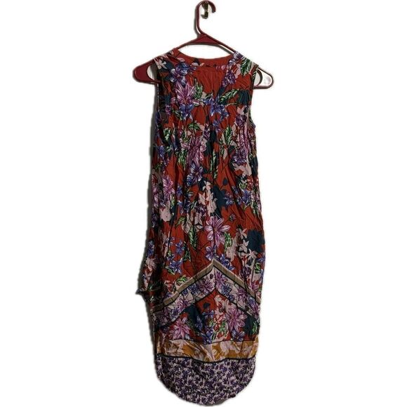 Cupio Red and Purple Maxi Sundress with Asymmetrical Hem and V-neck - Picture 3 of 4